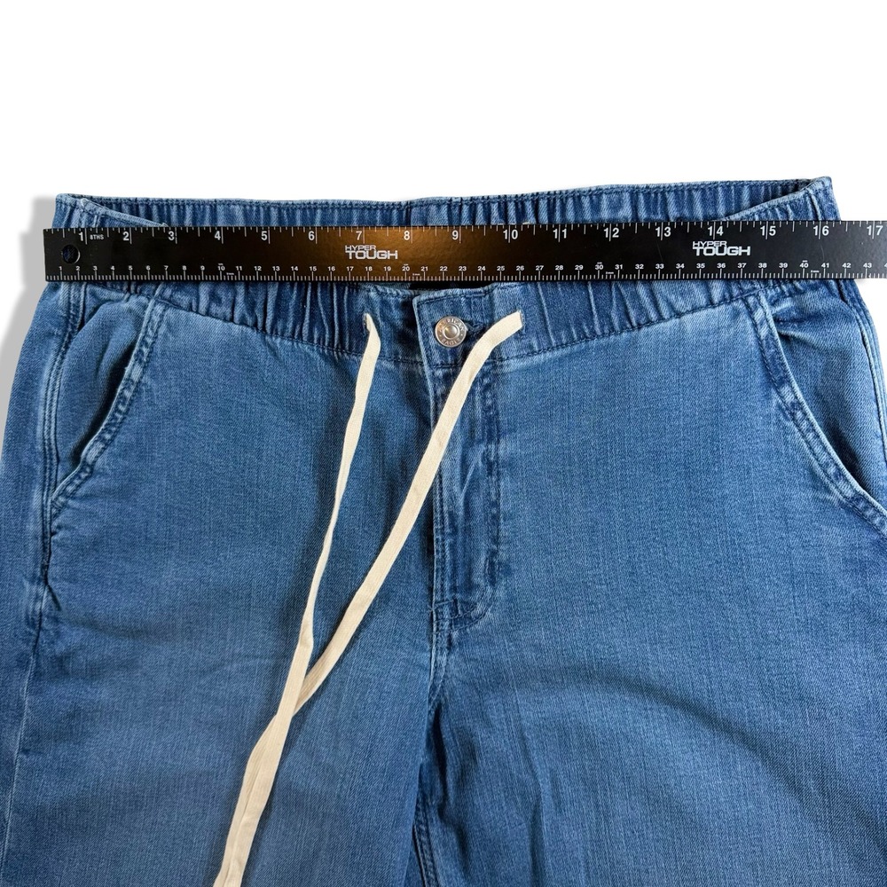 American Eagle Low Rise Ultra Wide Leg Jeans Blue Drawstring Medium Wash M - Picture 5 of 10